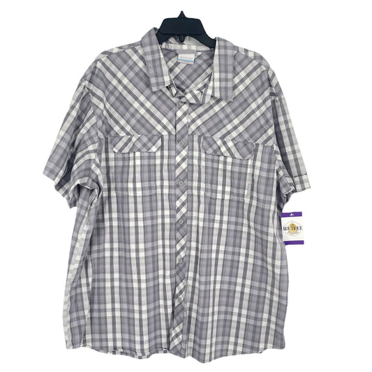 Columbia Mens 2XL Omni-wick Shirt Grey Plaid Short Sleeve Button Front Casual