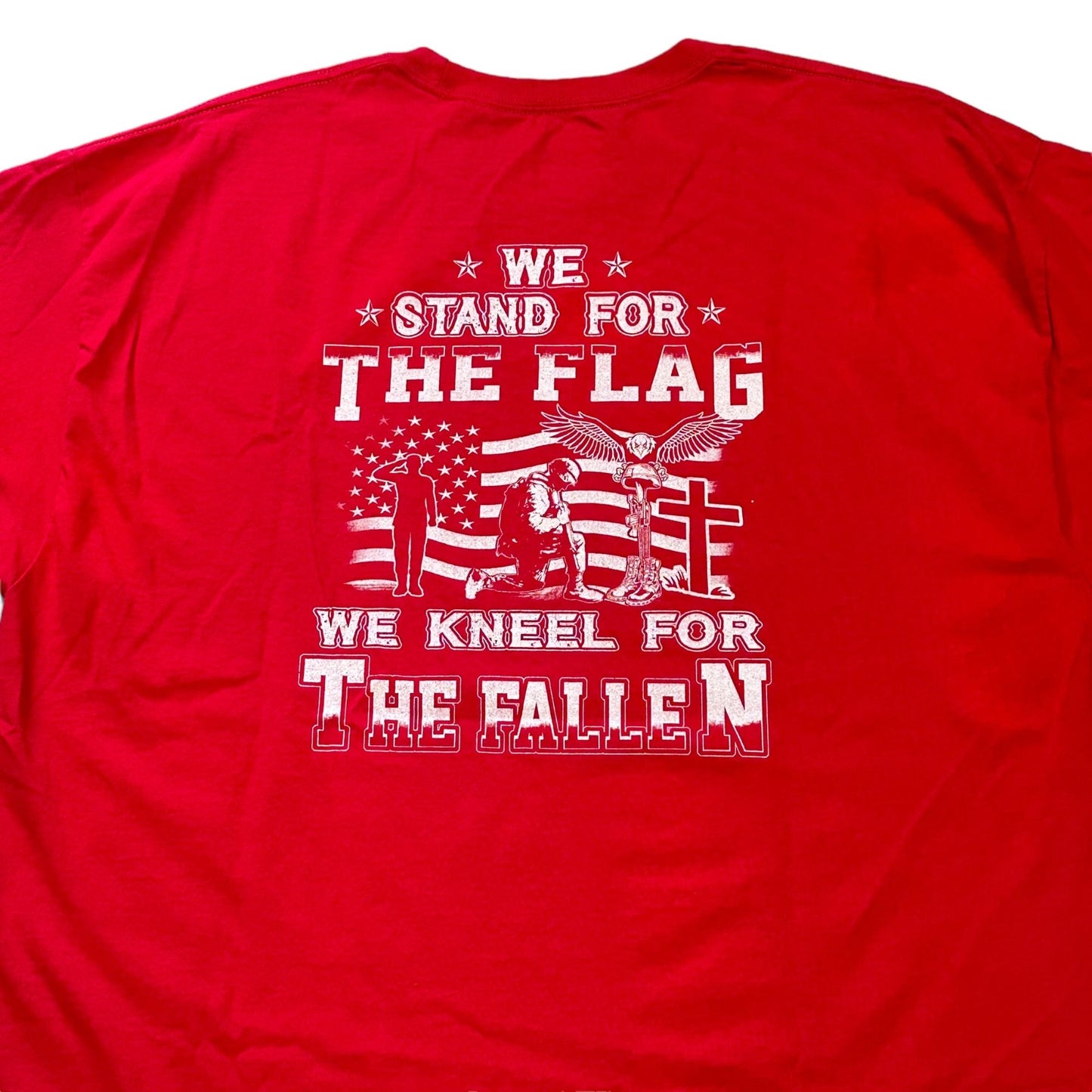 We Stand For the Flag We Kneel For the Fallen Tshirt Mens 2X Patriotic Soldier