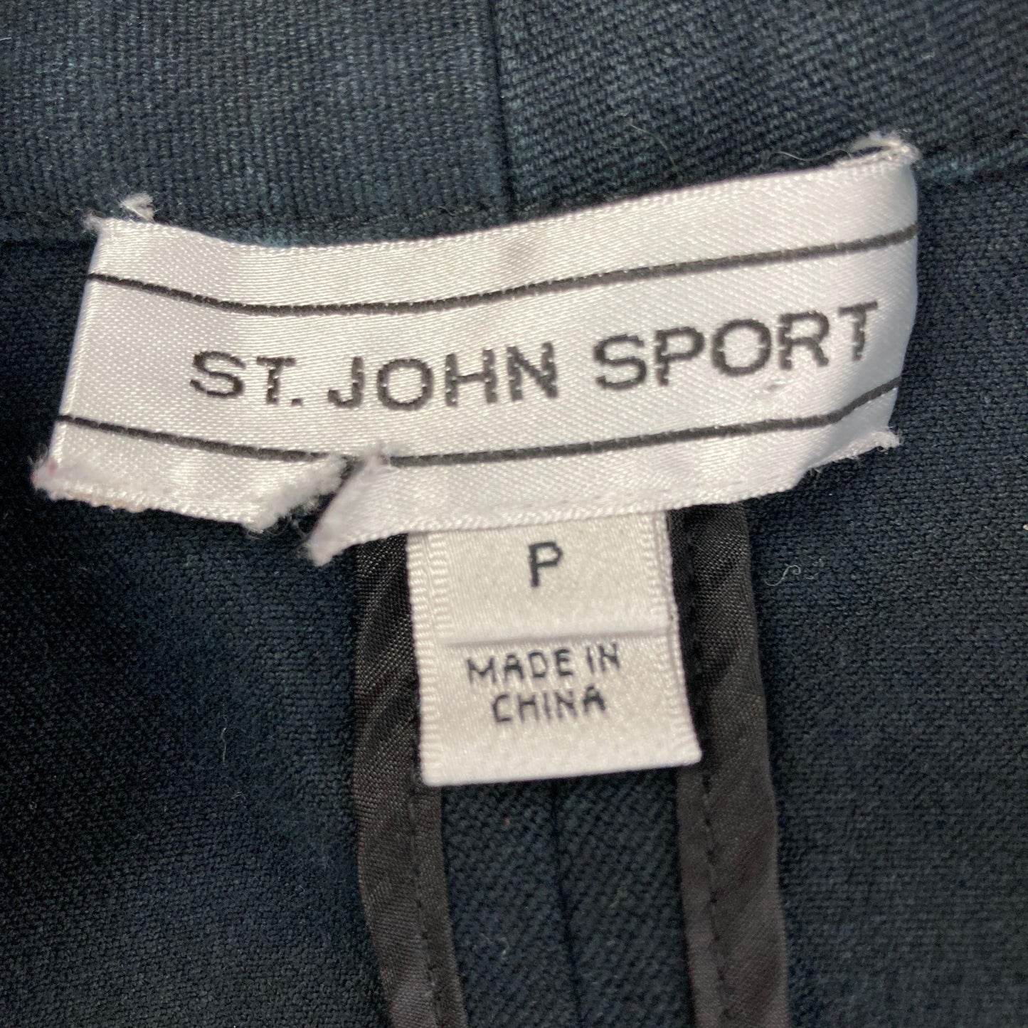 St John Sport Marie Gray Jacket S Petite Full Zip Black Long Sleeve White Stripe