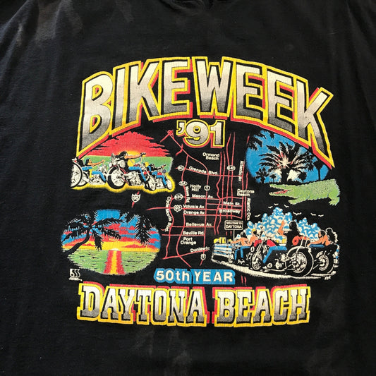 Vintage Harley Davidson XXL Black Tshirt 1991 Bike Week Daytona 50th Anniversary