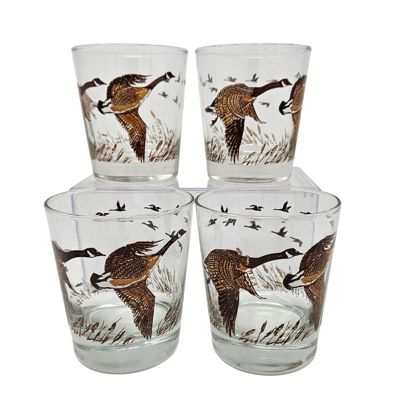 Vintage Libbey Glassware Canadian Geese Highball Glasses Sportsman Goose Barware