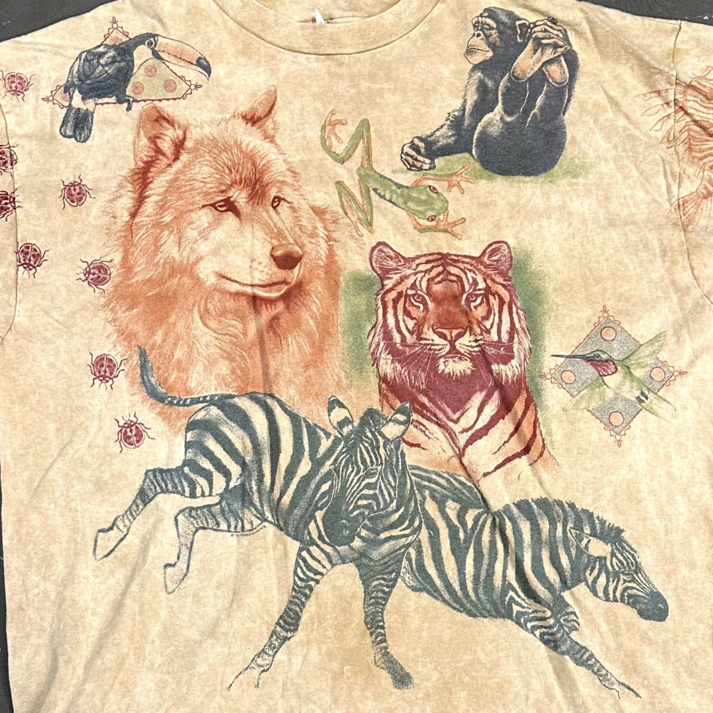 Vintage Harlequin NG Hanes XL 1994 Safari Animals TShirt Single Stitch USA Made