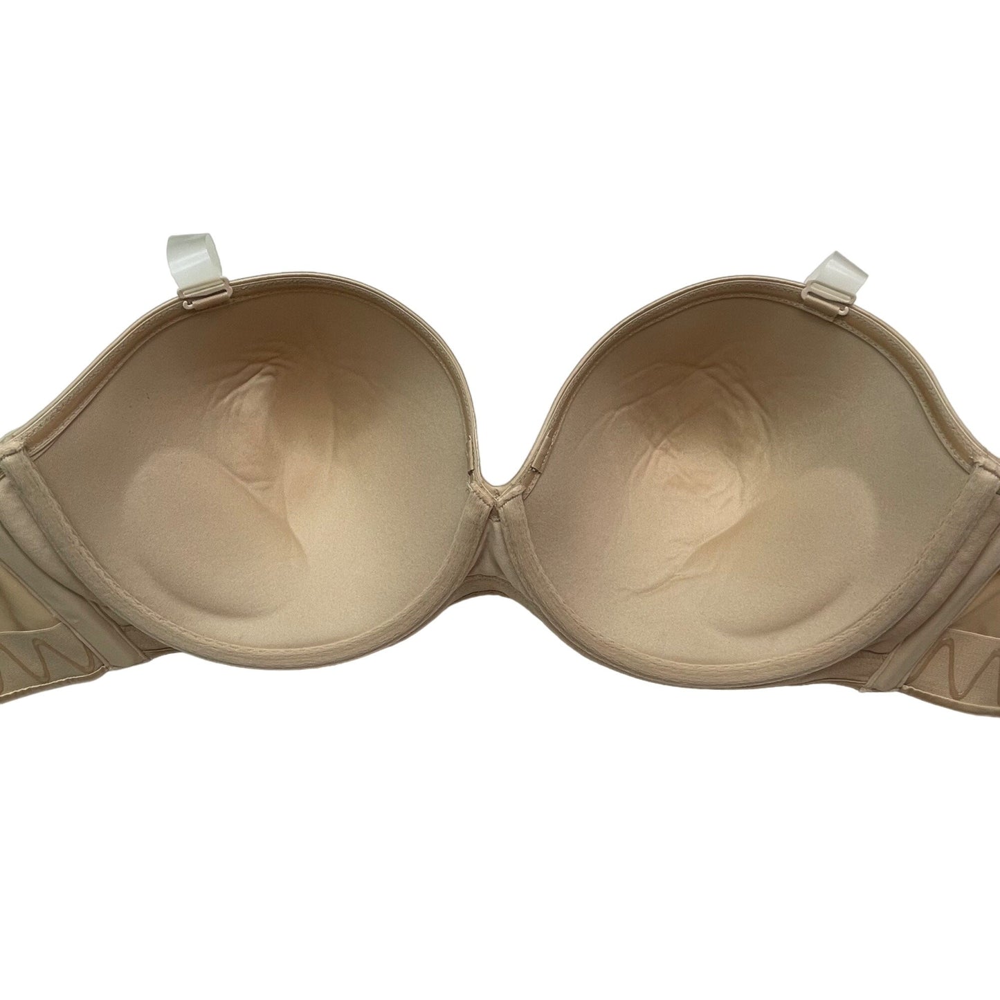 Cacique 40F Tan Strapless Bra Lined Underwire Lightly Padded Removable Straps