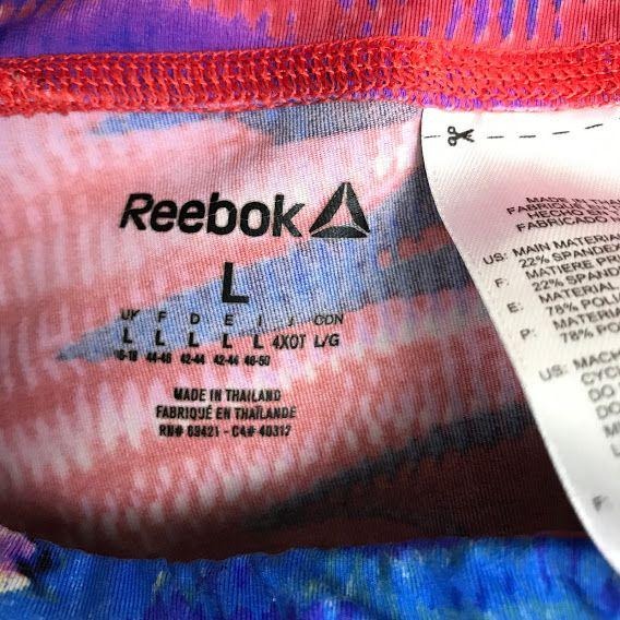 Reebok Womens L Yoga Pants Play Dry Athleisure Aztec Print Logo Leggings Stretch