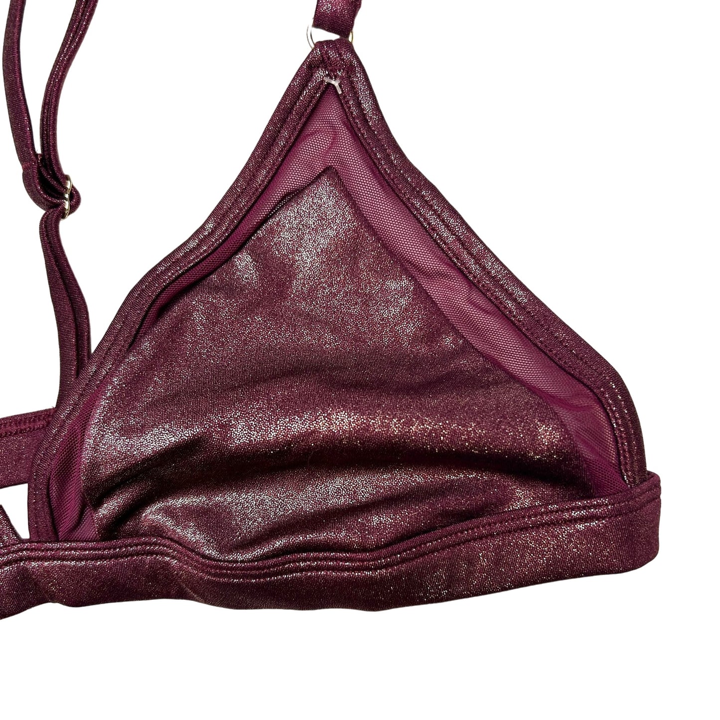 Victorias Secret PINK M Burgundy Shine Unlined Mesh Triangle Bralette Racerback