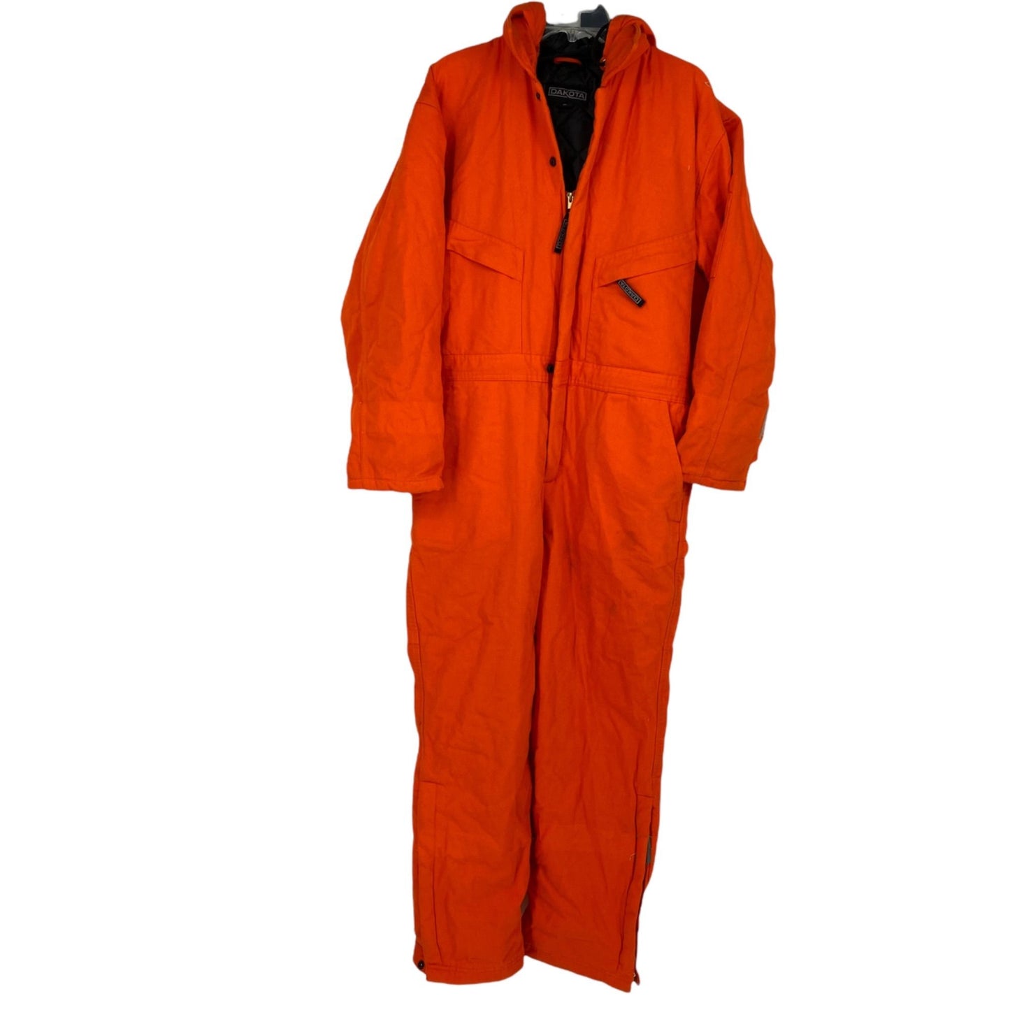 Dakota L Orange Insulated Overalls Hooded Outerwear Full Zip Multiple Pockets