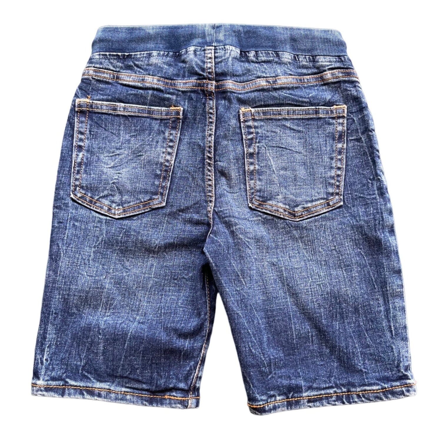 NWT Gymboree Girls M Denim Blue Jean Shorts Elastic Waist Drawstring Dark Wash