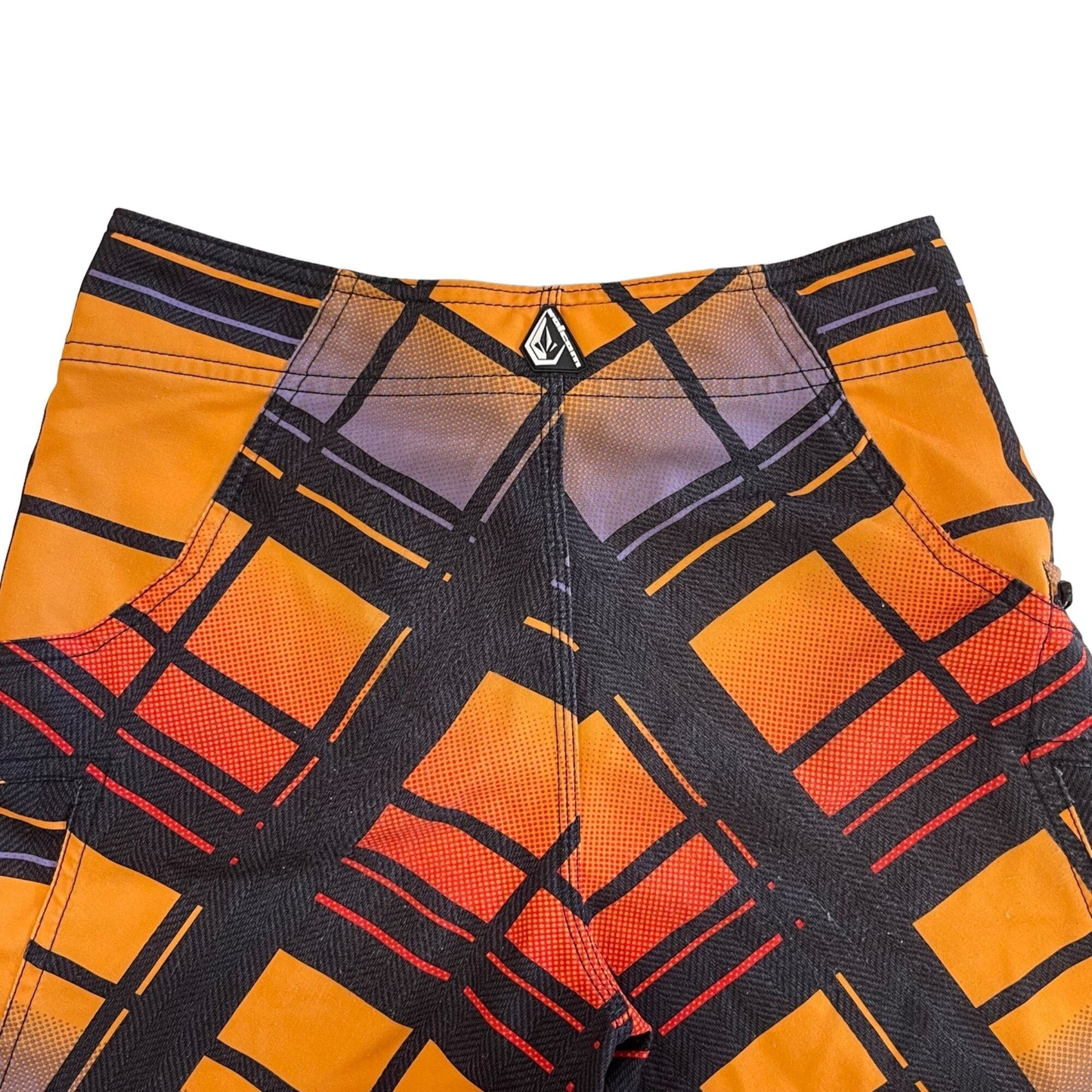 Volcom Boys 10 Armstrong Print Orange Boardshorts Swim Trunks Surf 4 Way Stretch