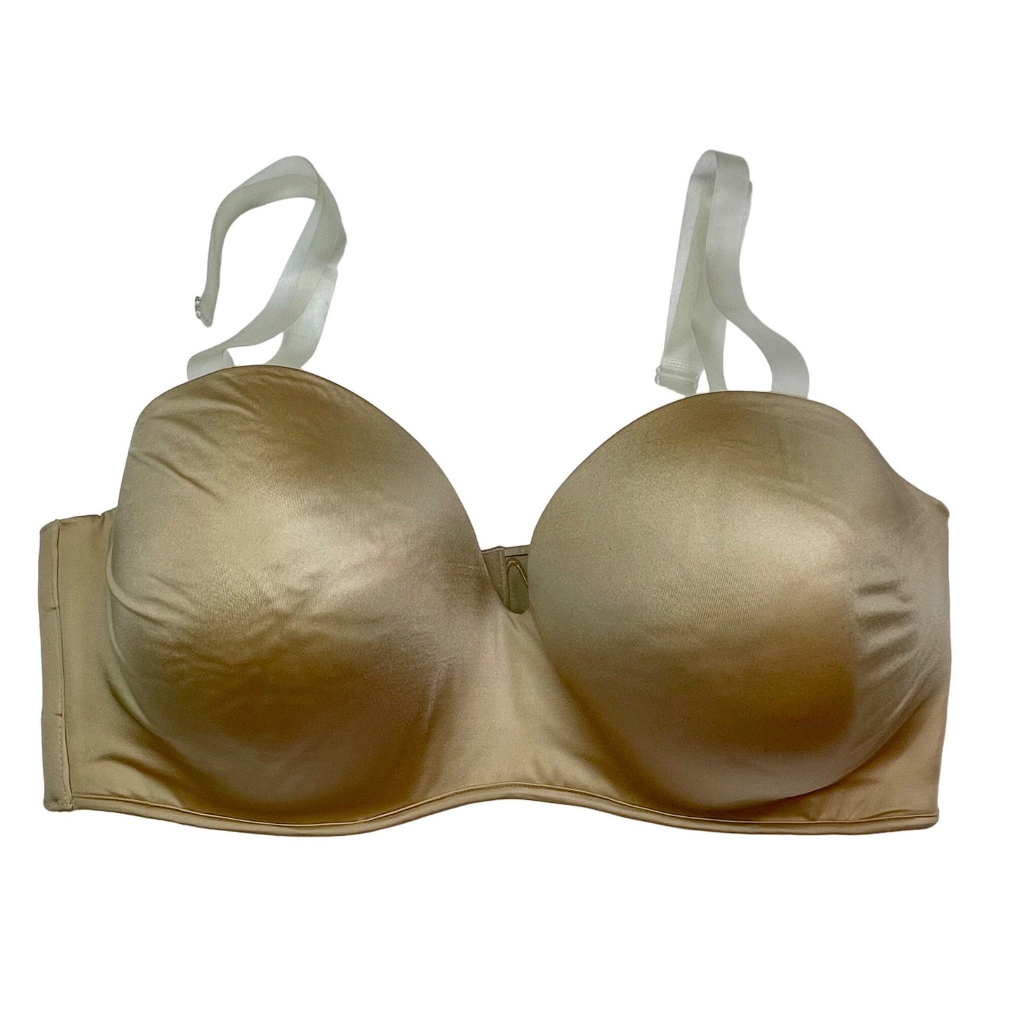 Cacique 40F Tan Strapless Bra Lined Underwire Lightly Padded Removable Straps