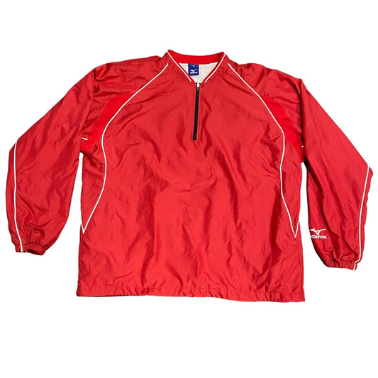 Mizuna Mens XL Red Windbreaker Jacket 1/4 Zip Vented Pullover Athletic Training