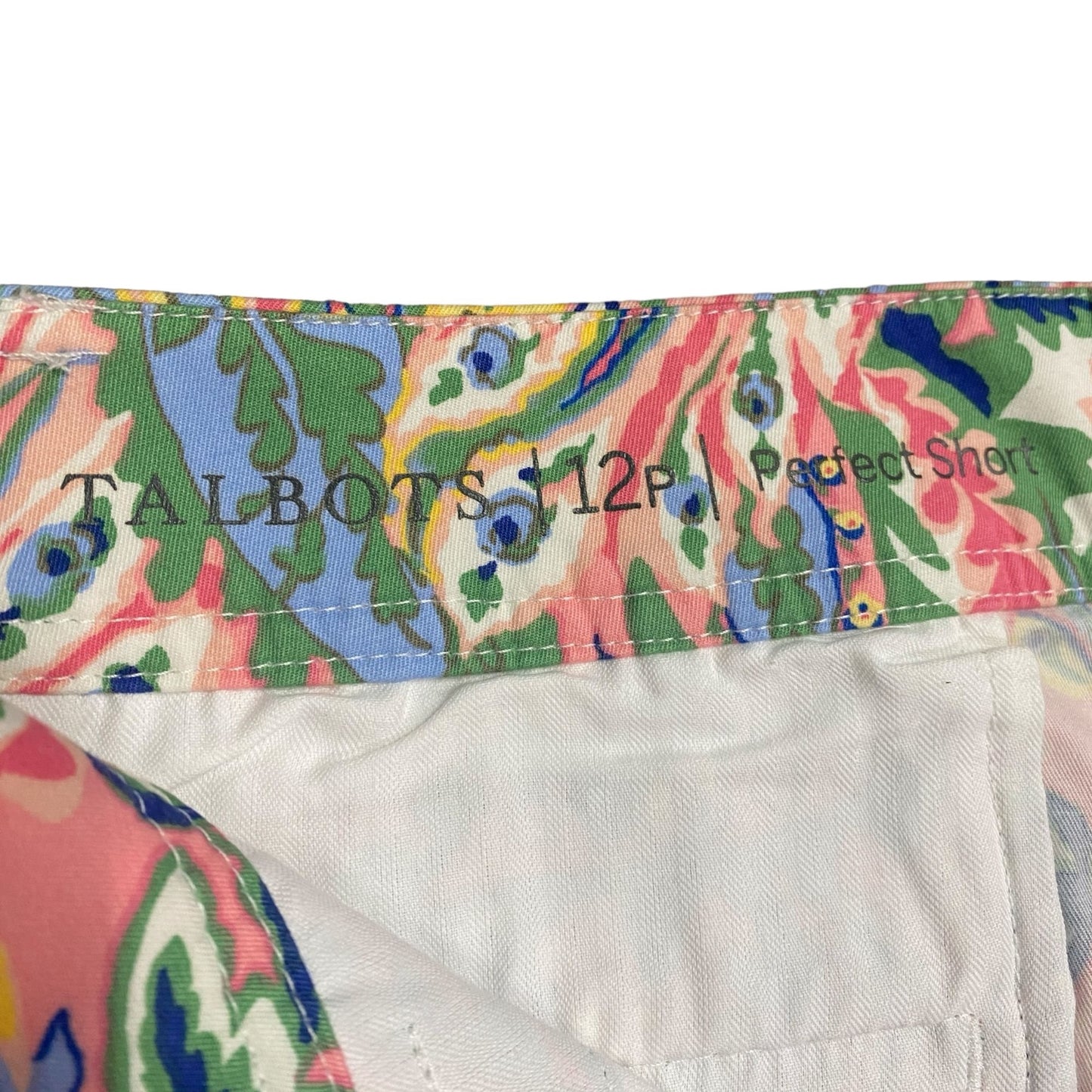 Talbots 12 Petite Perfect Short 6" Inseam Botanical Paisley Pockets Stretch