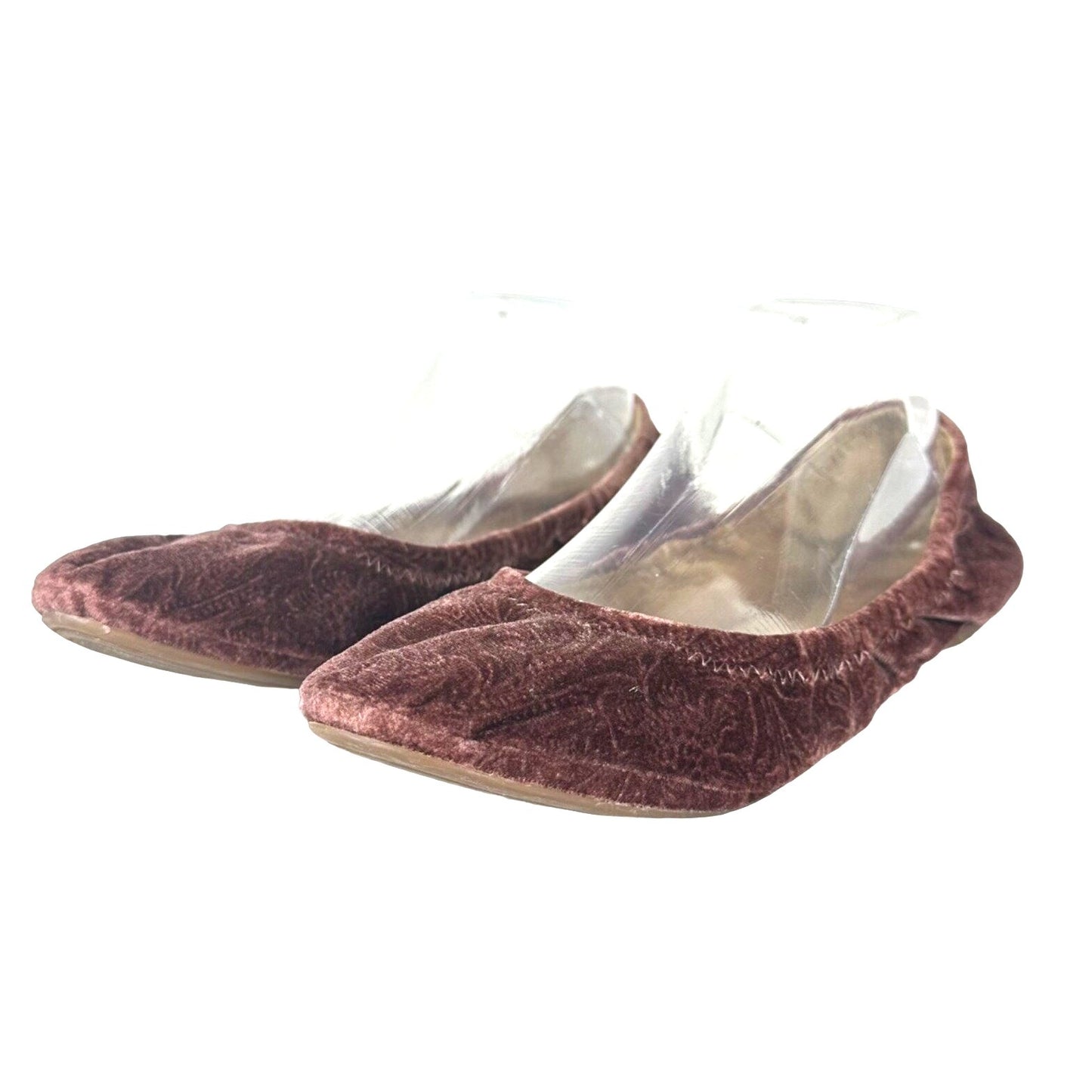 Lucky Brand 10 Emmie Sabble Embossed Pink Velvet Floral Ballet Flats Casual