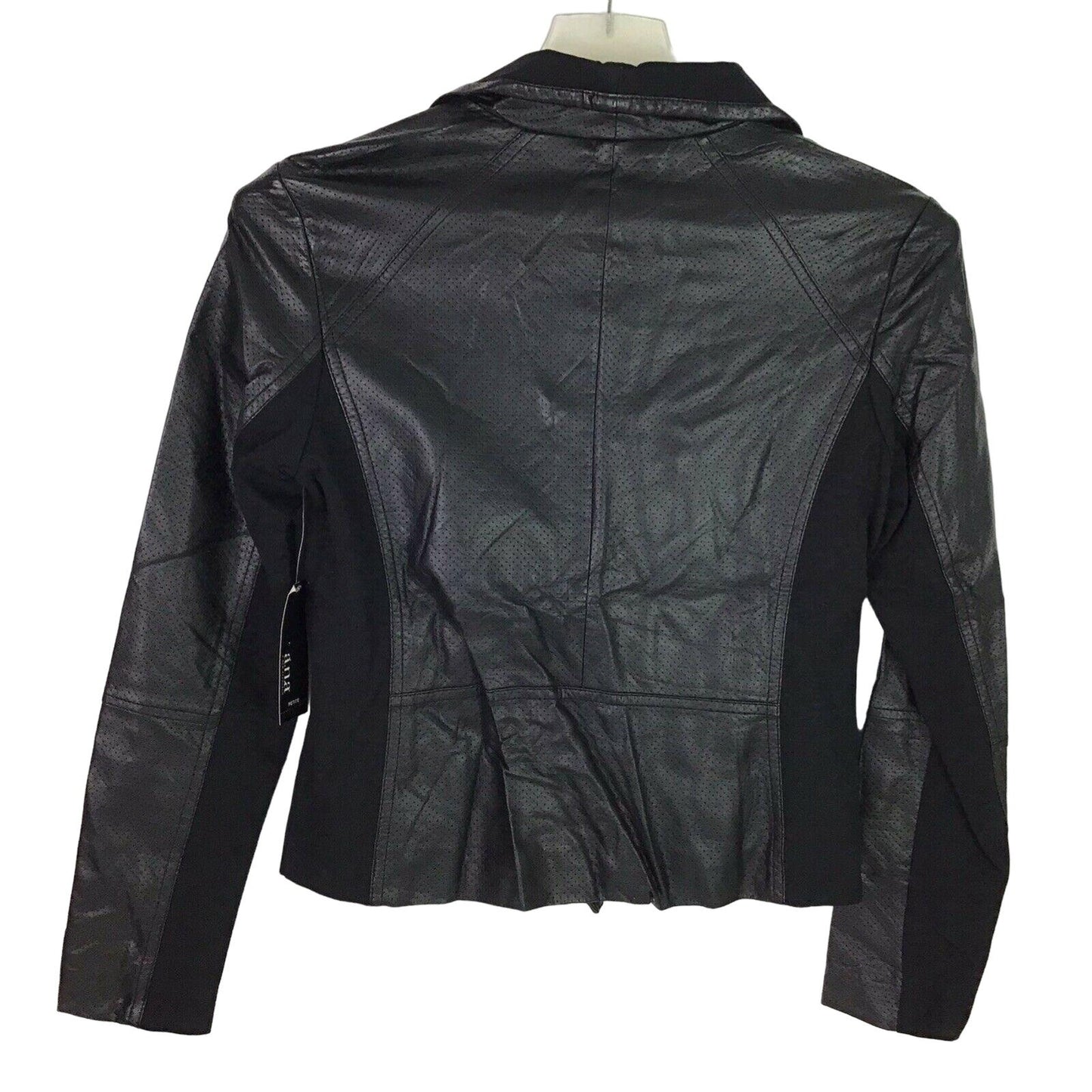 NWT A.N.A. PM Black Moto Jacket Full Zip Faux Vegan Leather Perforated Biker