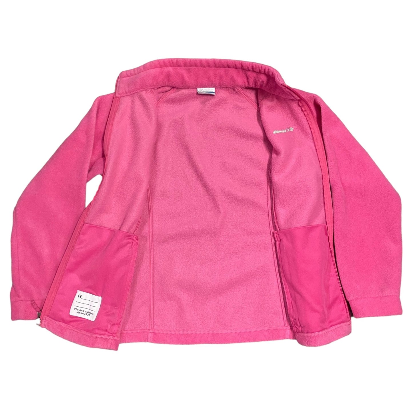 Columbia Girls Youth XL Pink Fleece Jacket Full Zip Pockets Lightweight Name Tag