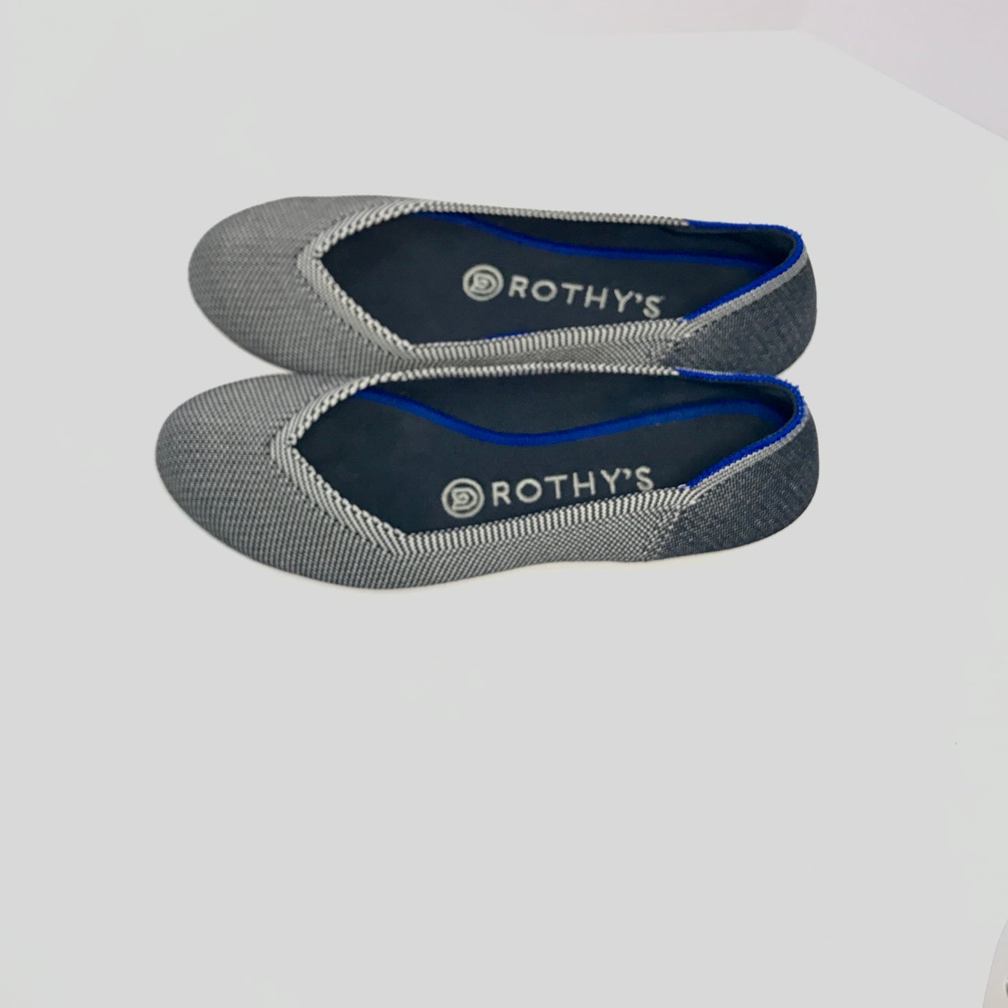 Rothy’s Flat Round Toed Ballet Flats Gray Birds-Eye Pattern