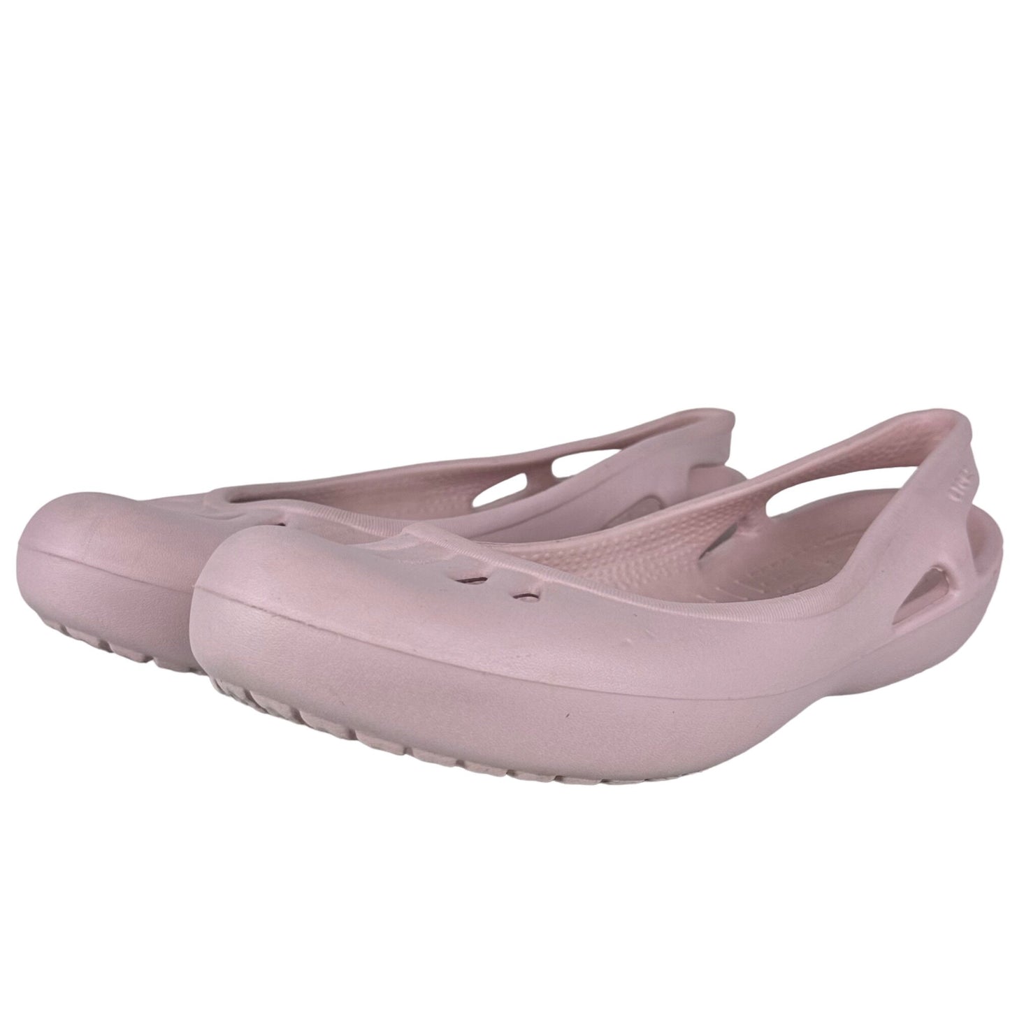 Crocs Malindi size 10 Pink Rubber Flats Slingback Closed Toe Comfort Shoe Sandal