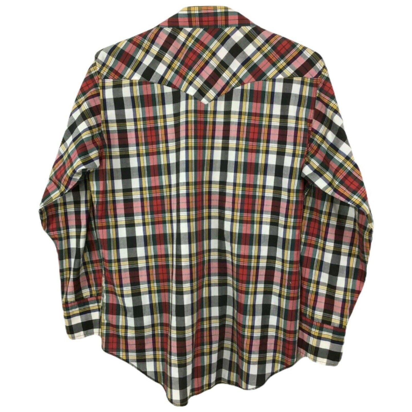 Rustler Mens 16.5 34/35 Pearl Snap Plaid Button Up Shirt Long Sleeve XLong Tails