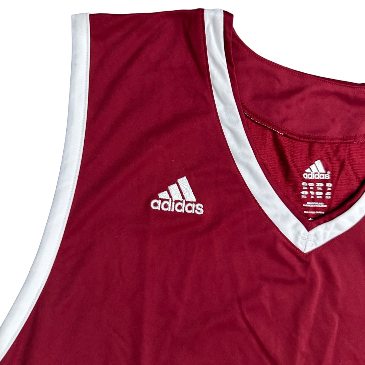 Adidas Mens 2XL Team Jersey Tank Red Maroon White Sleeveless Blank Basketball