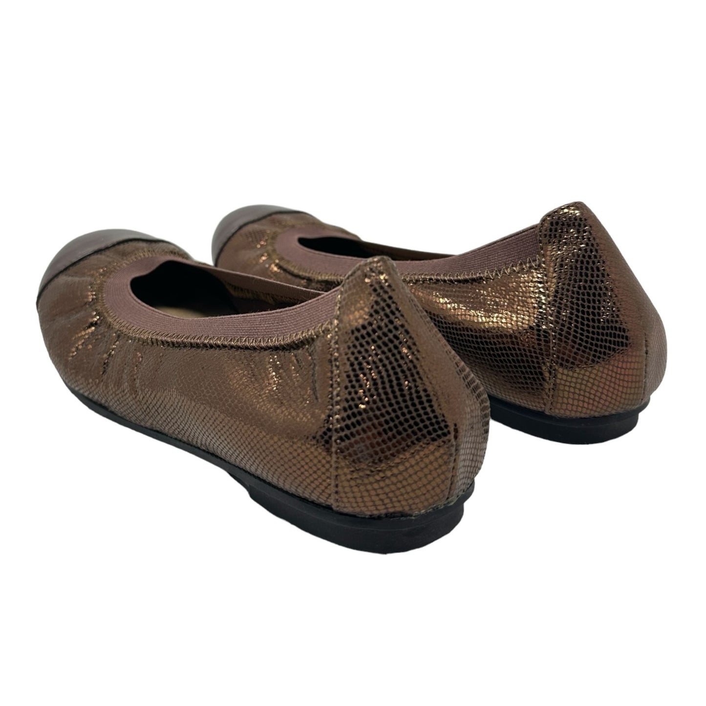 Vionic Womens 6 Allora Brown Ballet Flats Metallic Comfort Orthoheel Footbed