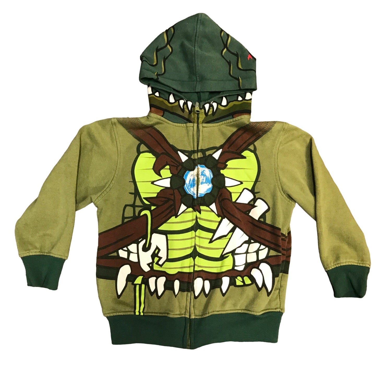 Lego CHIMA Youth Crocodile Green Full Zip Costume Hoodie Jacket Front Pockets