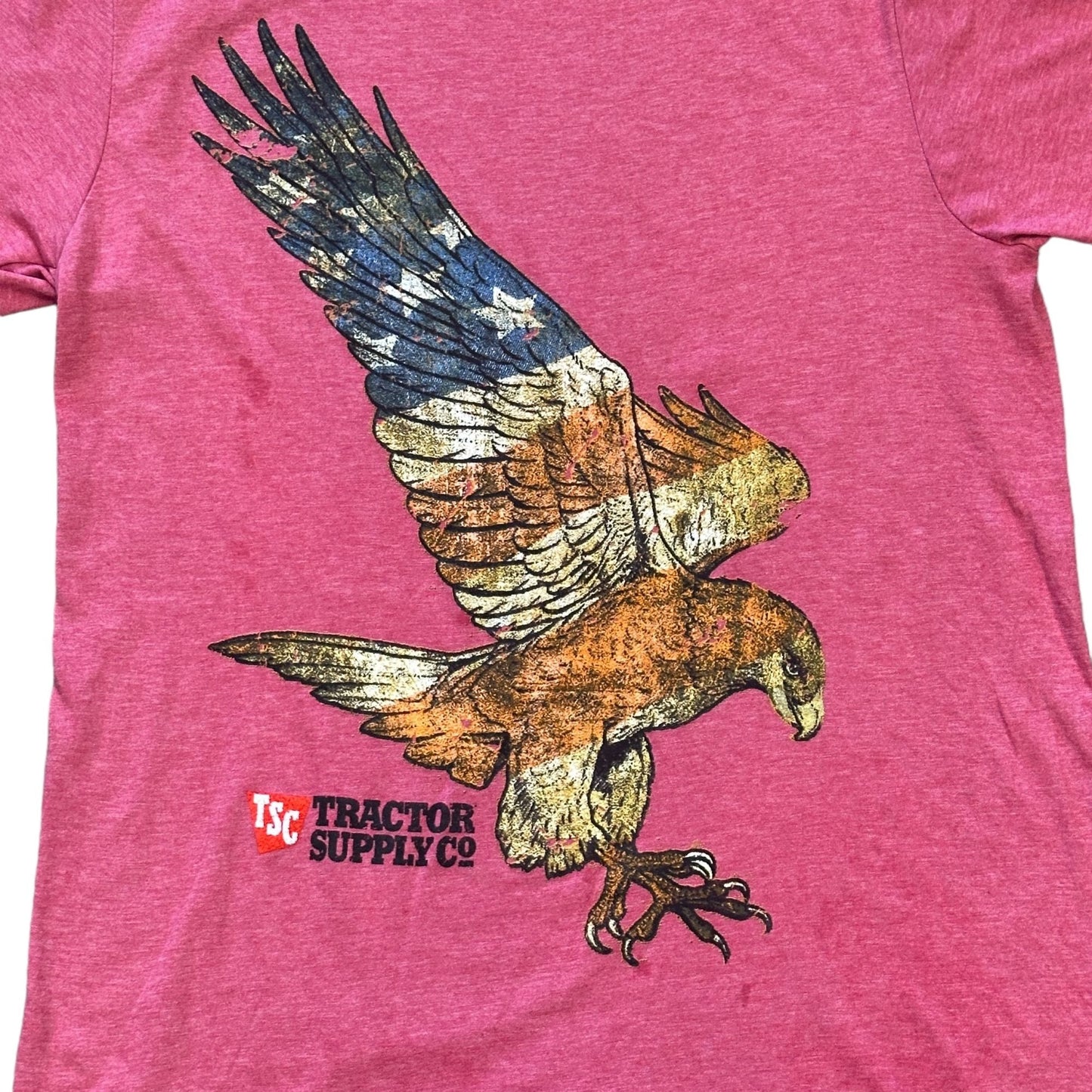 Vintage Red M TShirt Tractor Supply Short Sleeve Soaring Eagle American Flag