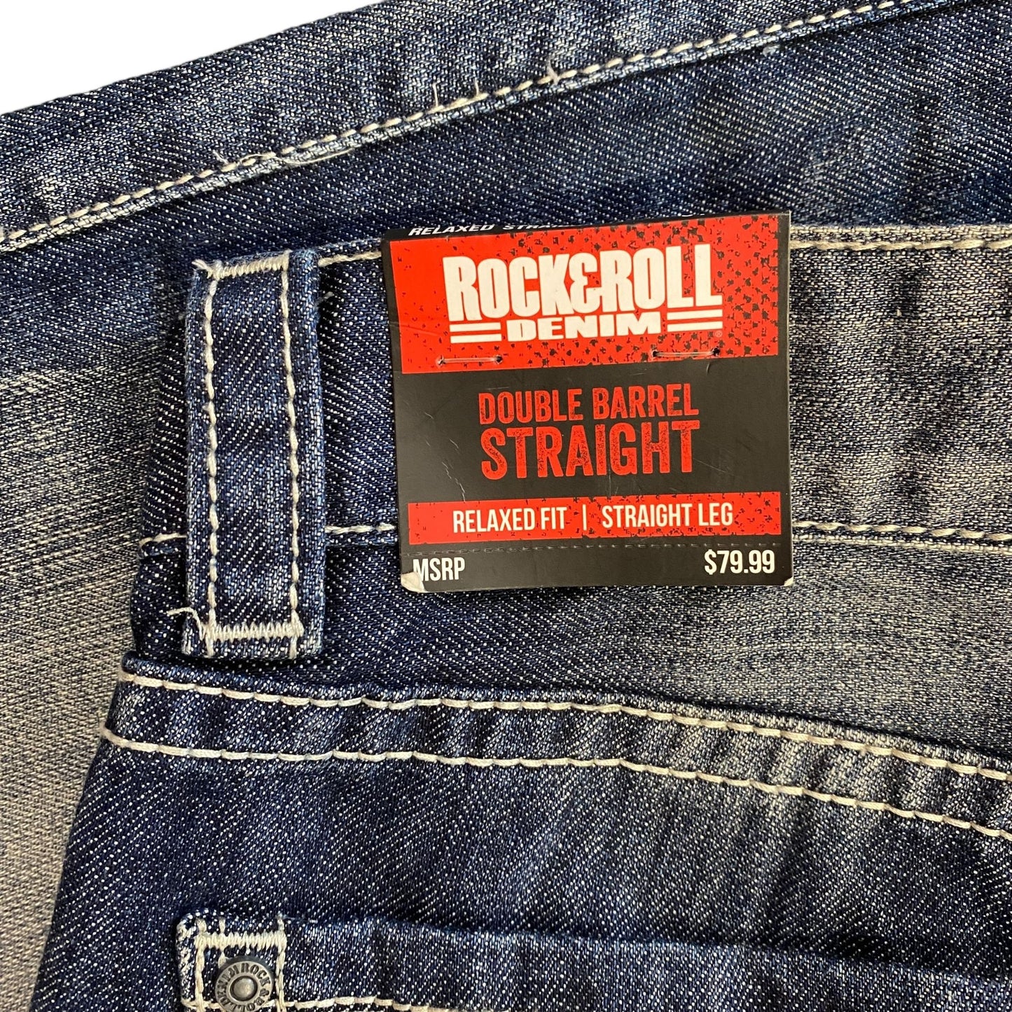 Rock & Roll 31x30 Dark Wash Relaxed Jeans Double Barrel Straight Leg MOS1437 NWT