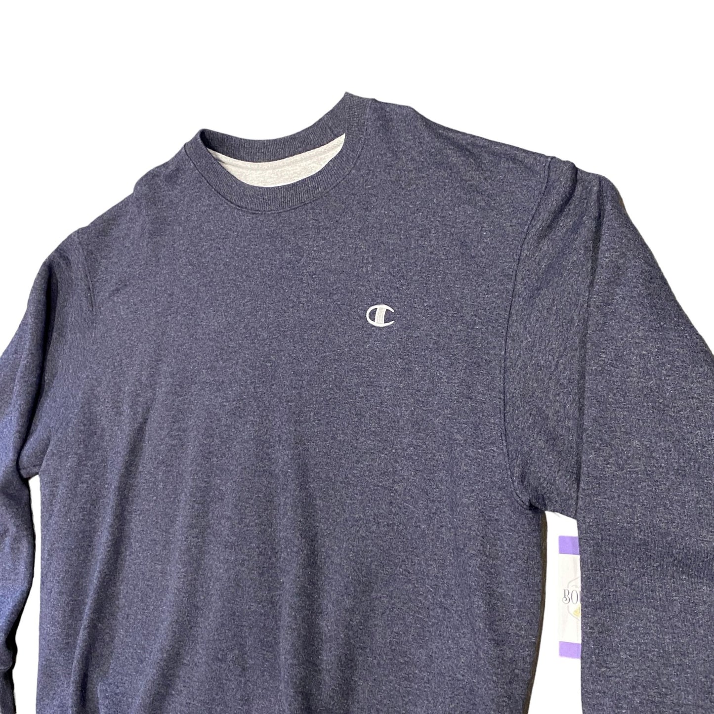 Champion Eco Mens XL Grey Pullover Sweatshirt Crew Neck Embroidered Logo Casual