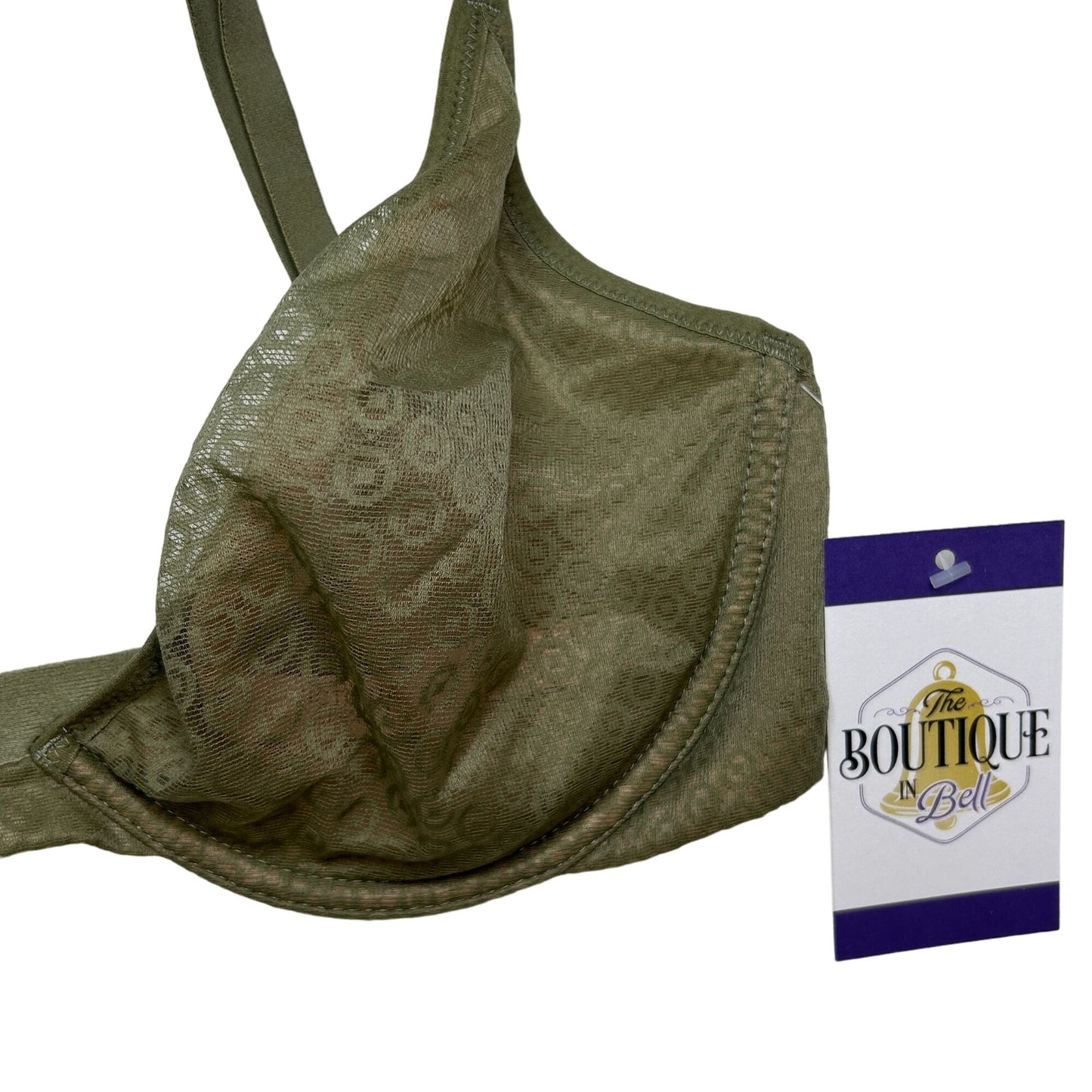 Victoria's Secret Body by Victoria 32DD Unlined Plunge Bra Mesh Olive Green