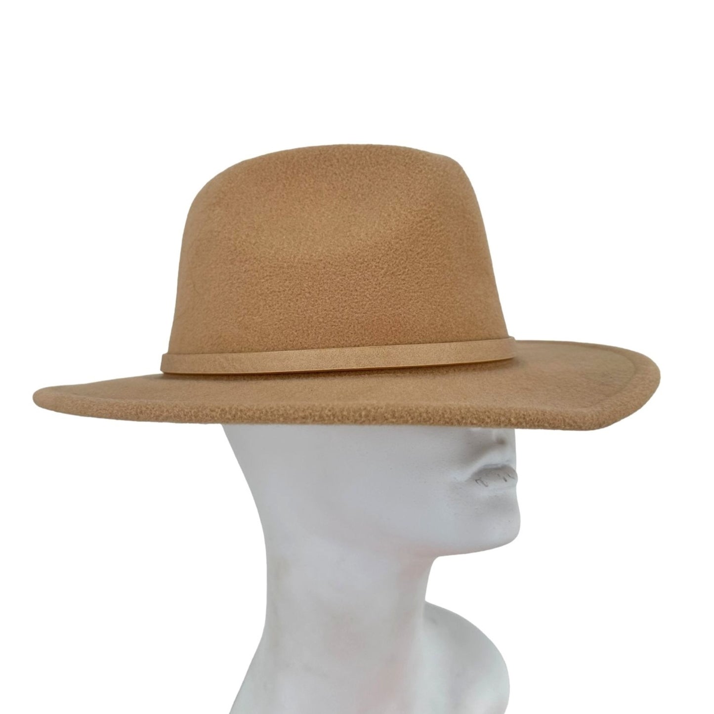 Womens Tan Fedora Belt Accent Wide Brim Fashion Urban Cowgirl Hat Accessories