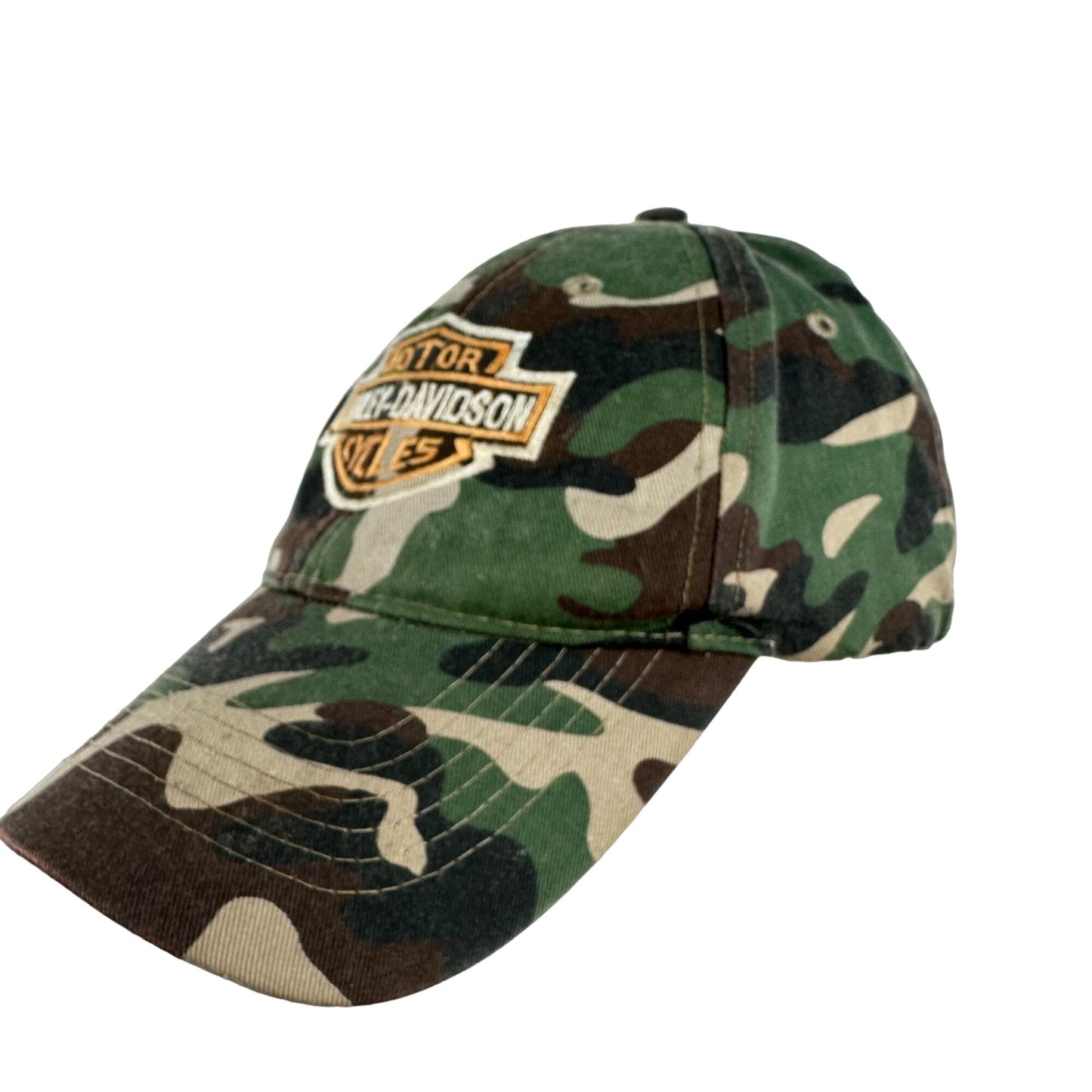 Harley Davidson Embroidered Logo One Size Adjustable Strap Hat Cap Camouflage