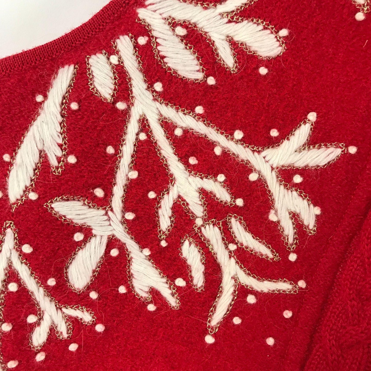 Coldwater Creek M Christmas Sweater Vest Red Snowflake Needlepoint Zip Front