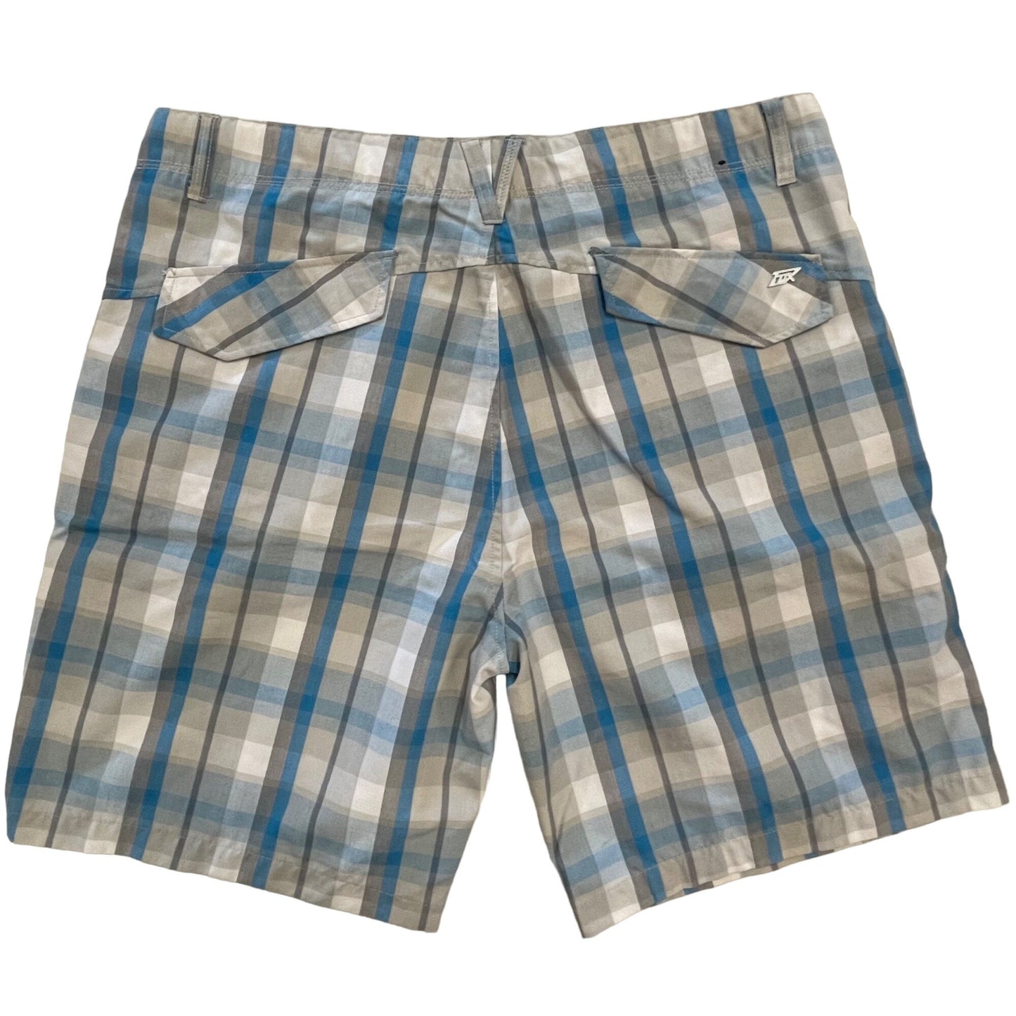 Fox Mens 38 Plaid Shorts 5 Pocket 9" Inseam Chino Blue Gray Lightweight