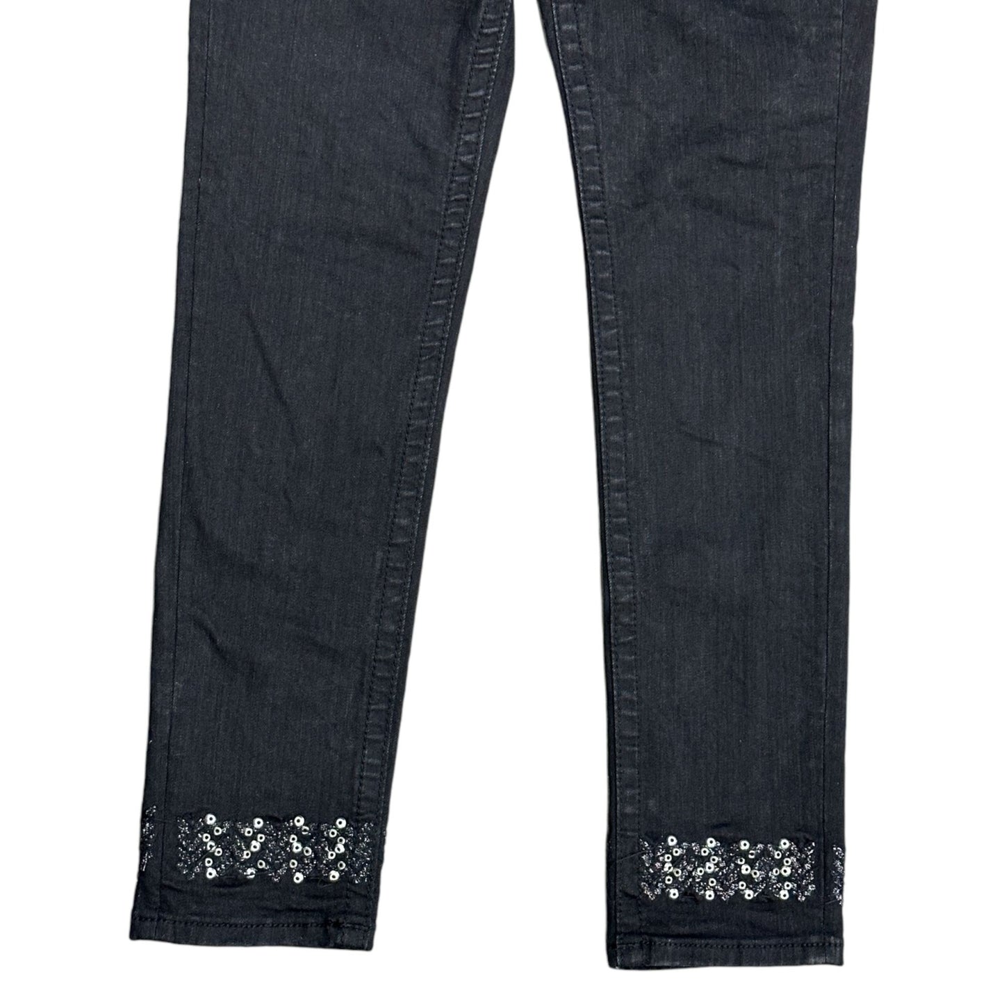 Miss Me 28 Black Signature Cuffed Skinny Jeans Embroidered Beaded Studs Bling