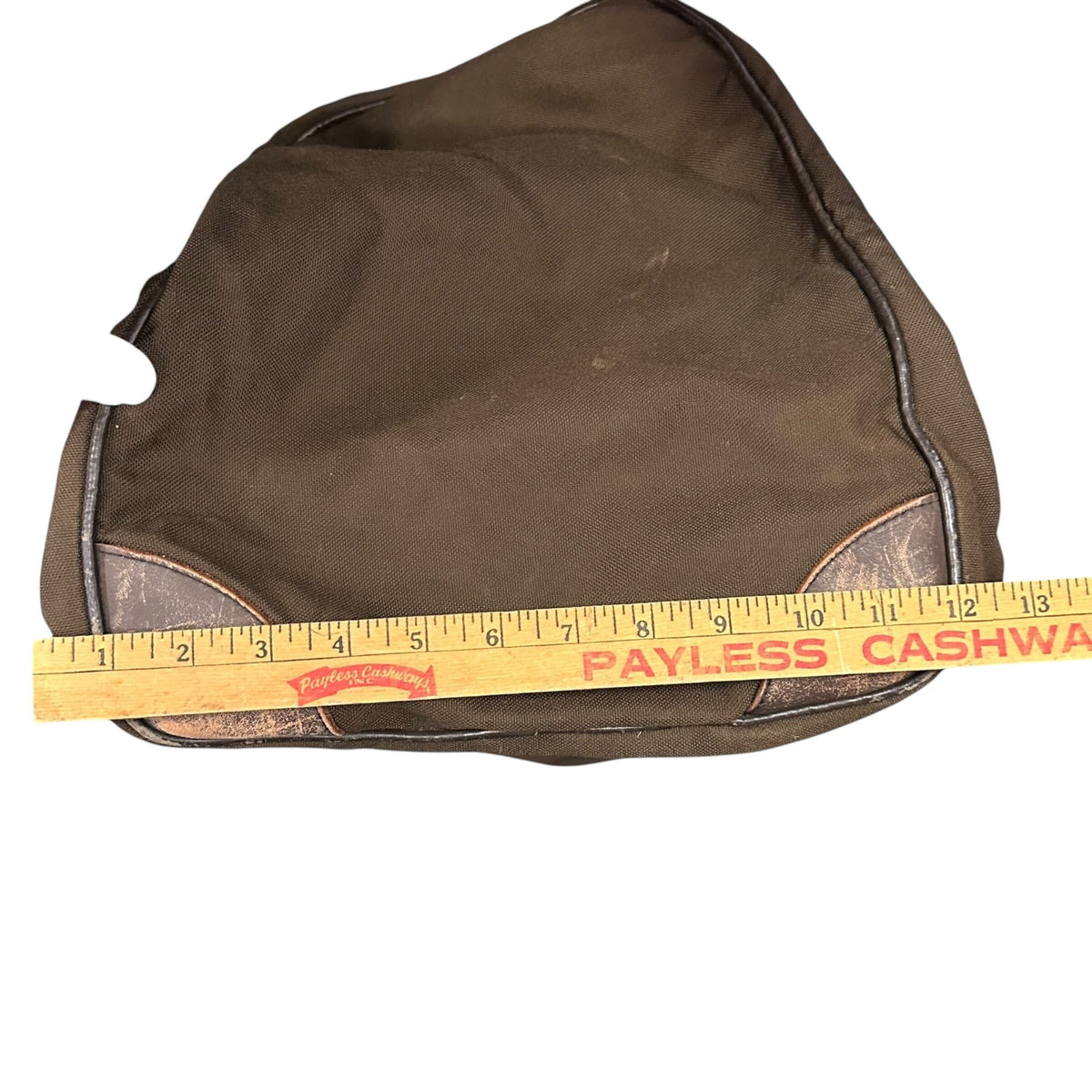 Vintage LL Bean Brown Canvas Weekend Duffel Bag Leather Accents Multiple Pockets