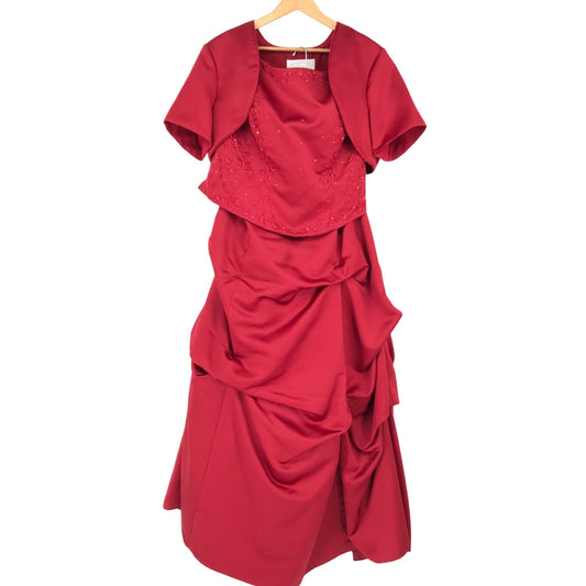 Alfred Angelo 3-Piece Bridesmaid Dress Red Bolero Jacket Full Length Womens 20