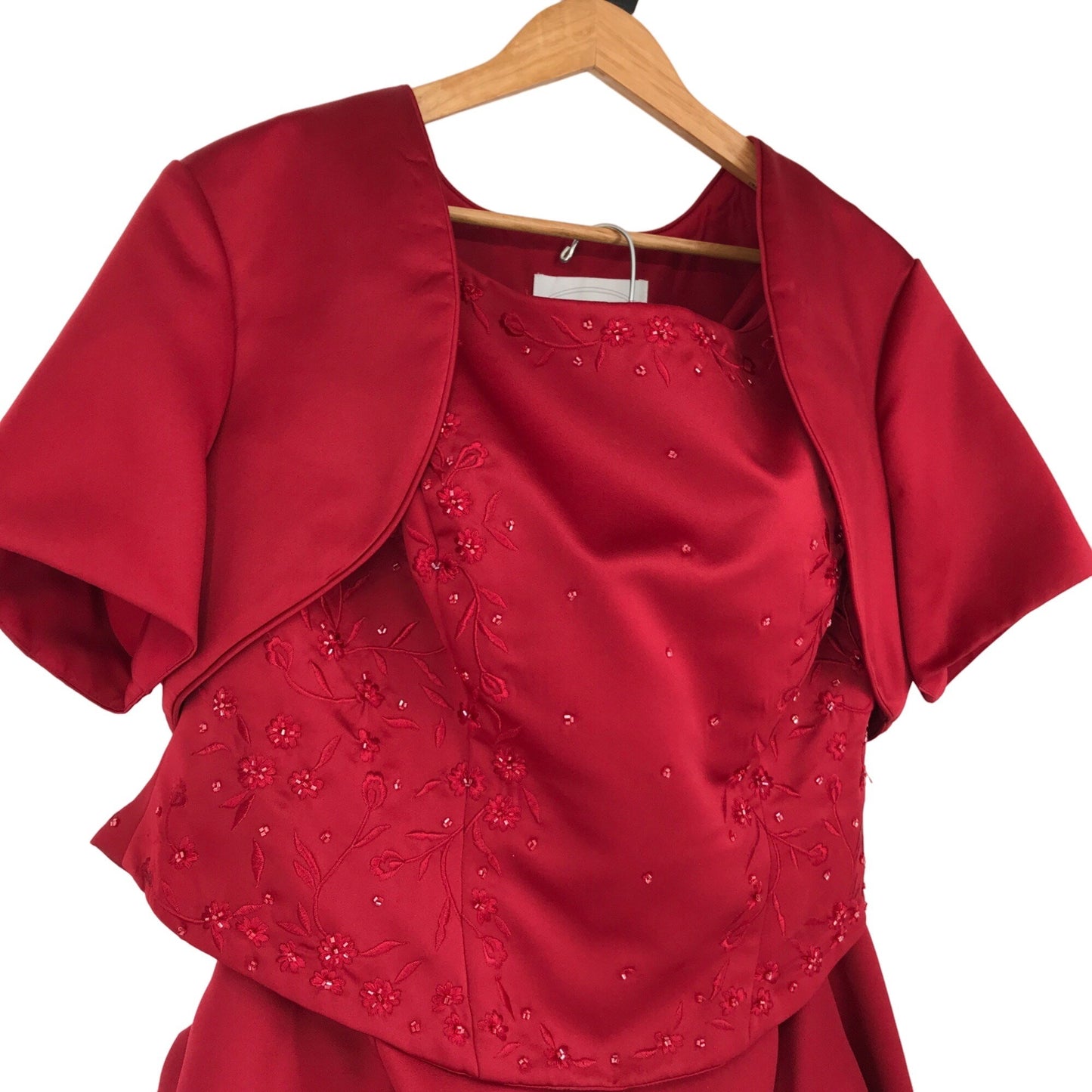 Alfred Angelo 3-Piece Bridesmaid Dress Red Bolero Jacket Full Length Womens 20