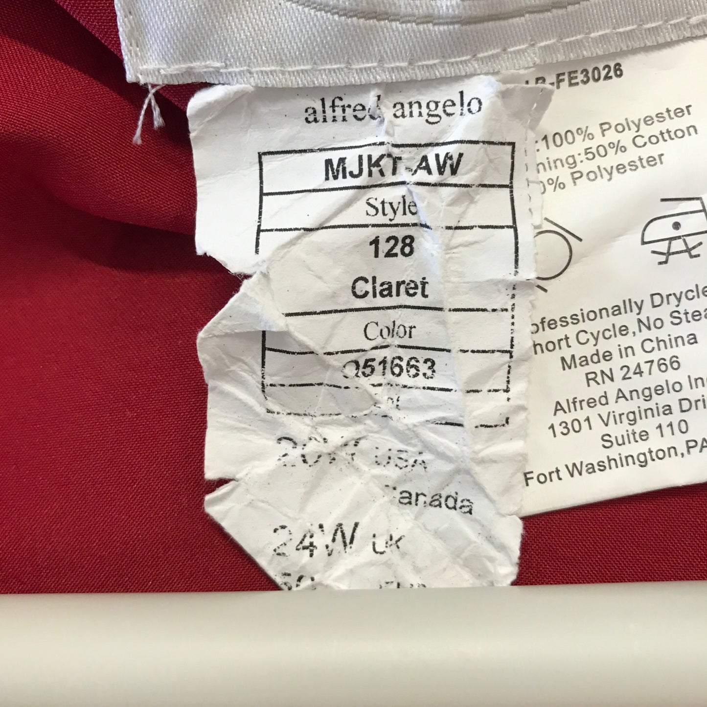 Alfred Angelo 3-Piece Bridesmaid Dress Red Bolero Jacket Full Length Womens 20