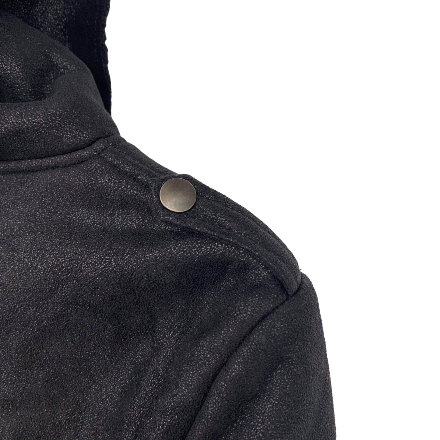 BKE Moto Jacket Womens S Black Belted Full Zip Sherpa Lined Zip Pockets Raw Hem