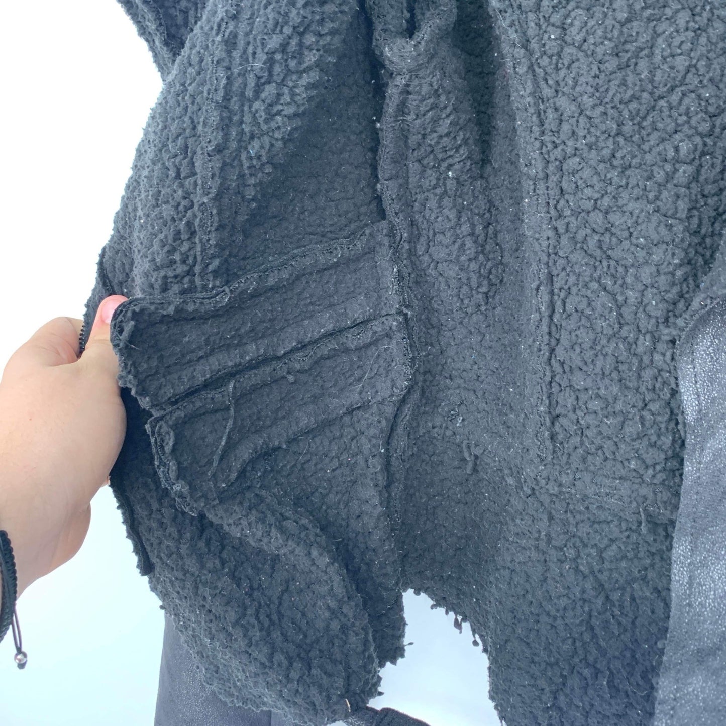 BKE Moto Jacket Womens S Black Belted Full Zip Sherpa Lined Zip Pockets Raw Hem