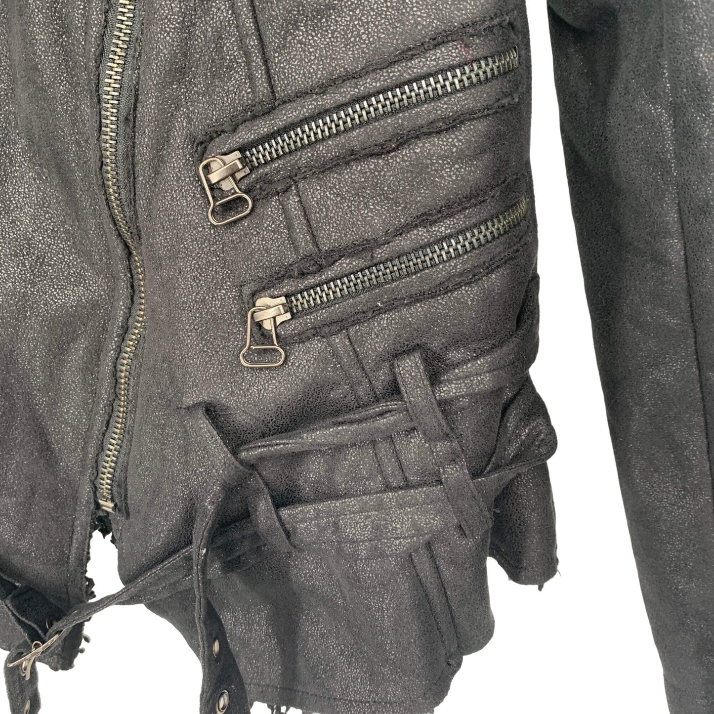 BKE Moto Jacket Womens S Black Belted Full Zip Sherpa Lined Zip Pockets Raw Hem