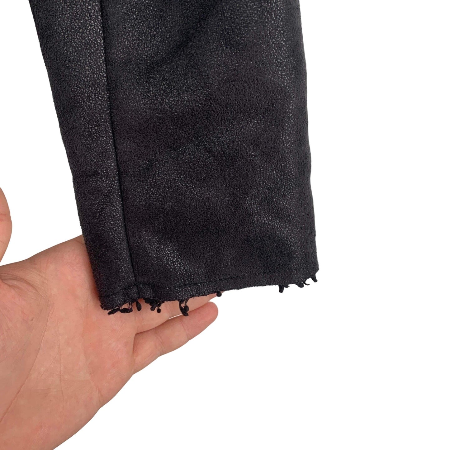 BKE Moto Jacket Womens S Black Belted Full Zip Sherpa Lined Zip Pockets Raw Hem