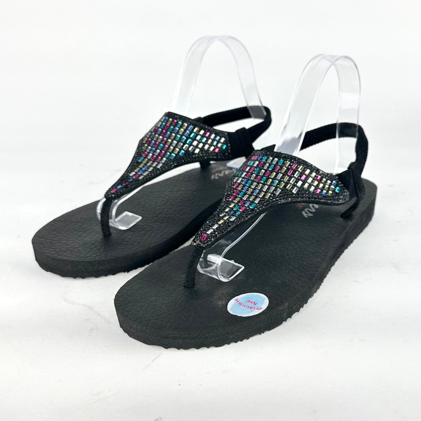 Skechers Yoga Foam Womens 11 Sandal Multicolor Sparkle Thong Slingback 31560