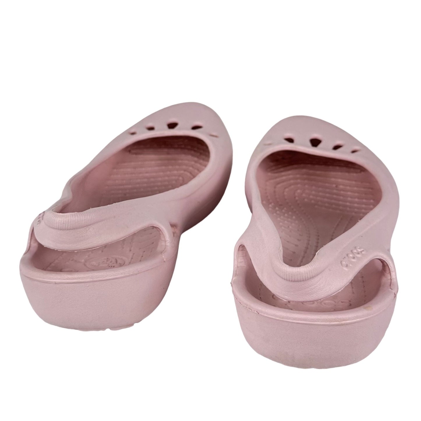 Crocs Malindi size 10 Pink Rubber Flats Slingback Closed Toe Comfort Shoe Sandal