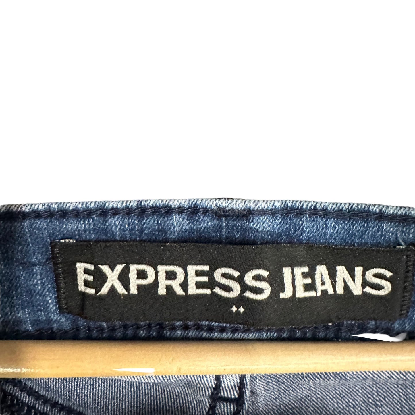 Express Jeans 12 Legging Mid Rise Blue Embroidered Stitch Knee Detail Stretch