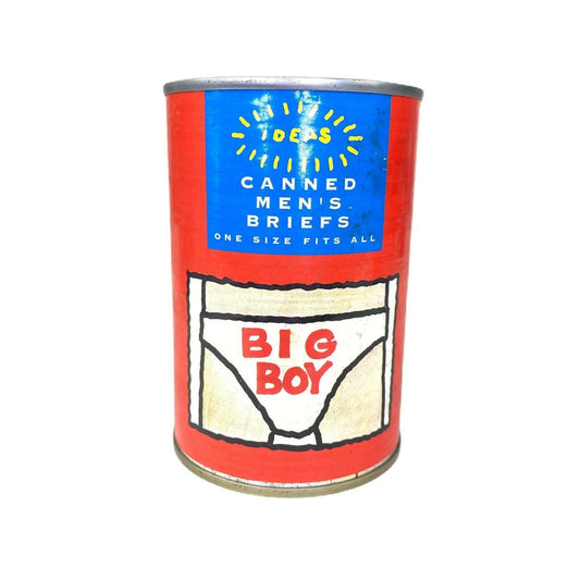 Novelty Gag Gift Underwear Vintage "Big Boy" Canned Mens Briefs Embroidered NEW