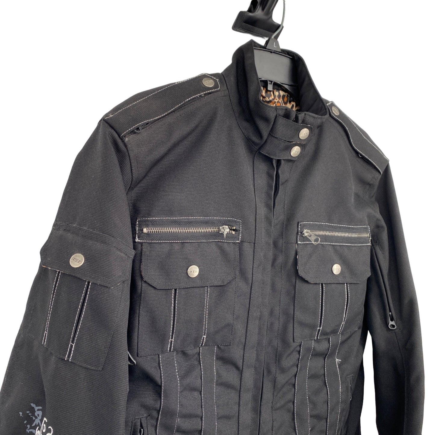 Speed and Strength L Black Motorcycle Jacket Embroidered “Little Miss Dangerous”