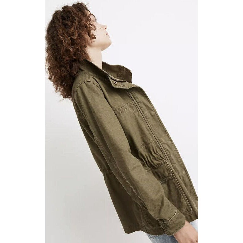 Madewell Womens M Olive Green Passage Military Utility Cargo Jacket Full Zip