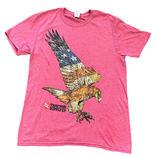 Vintage Red M TShirt Tractor Supply Short Sleeve Soaring Eagle American Flag