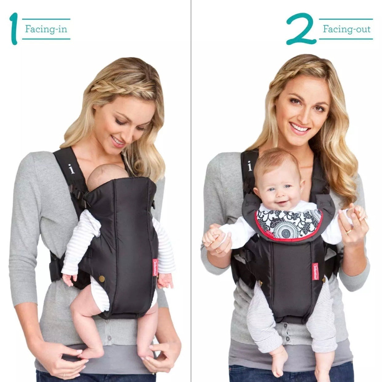 Infantino Swift Classic Carrier 8-25lbs - 2 Ways to Carry Black Carrier with Bib