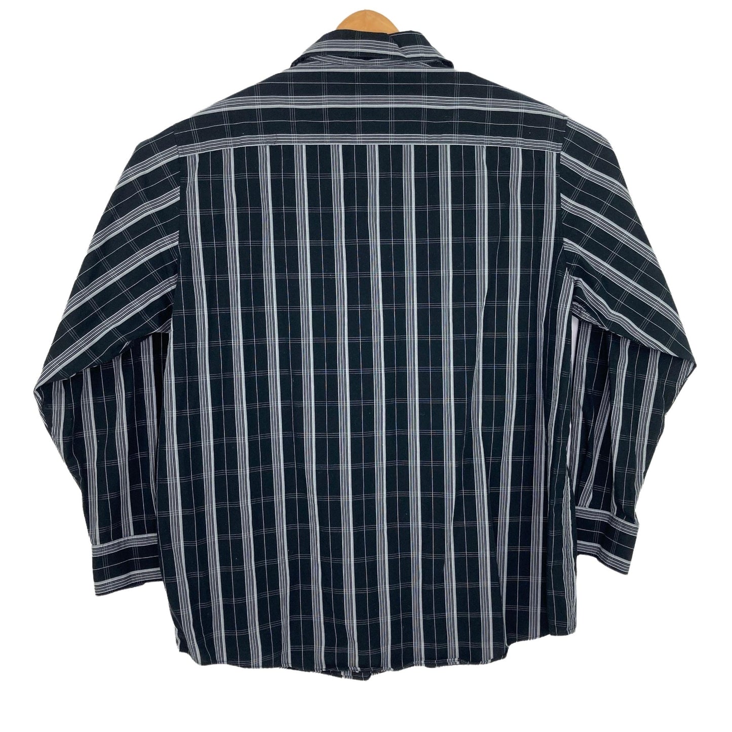 Crazy Horse XL Front Button Up Collared Shirt Black Gray Plaid Long Sleeve Work